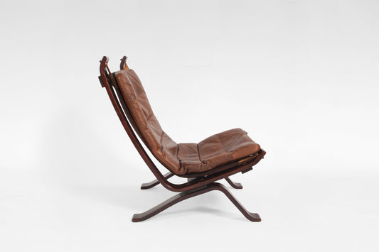 Focus Sling Lounge Chair in Cognac Leather & Bent Plywood by Bramin Møbler, 1970s