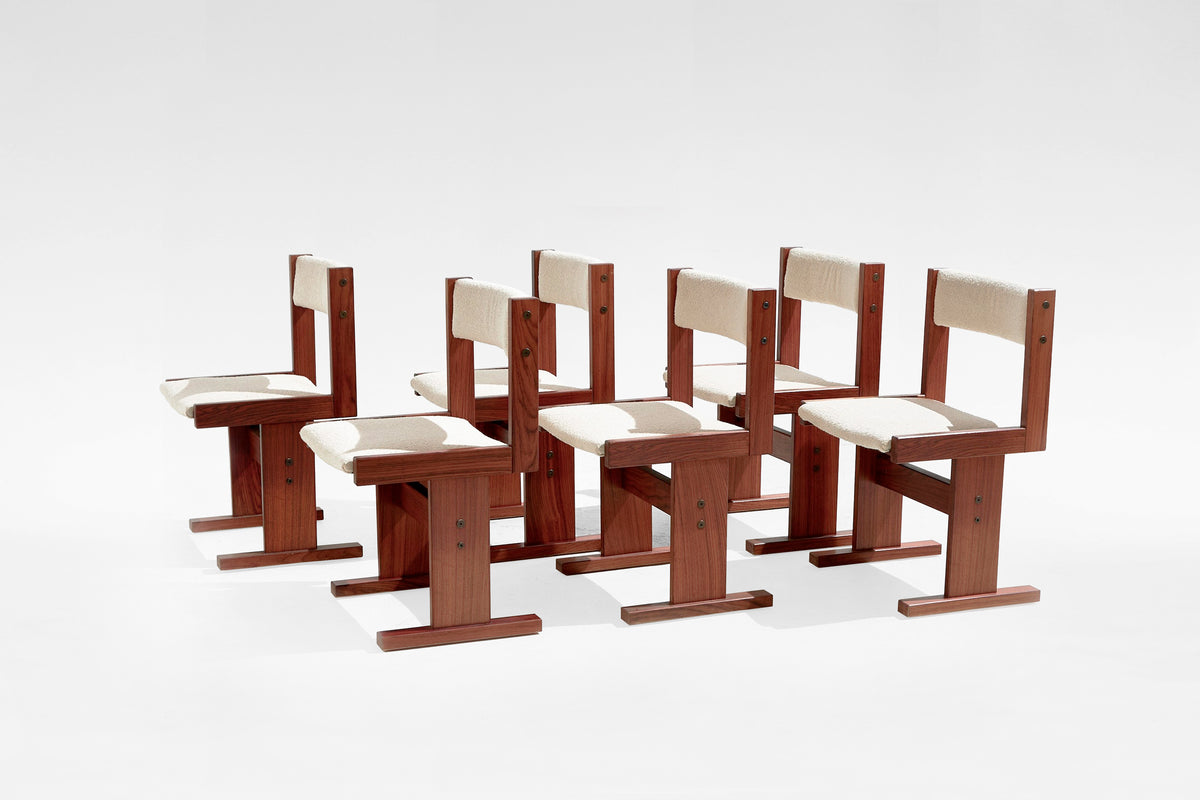 Dining Chairs in Rosewood & Bouclé Fabric by Poul H. Poulsen for Gangsø Møbler, 1960s, Set of 6