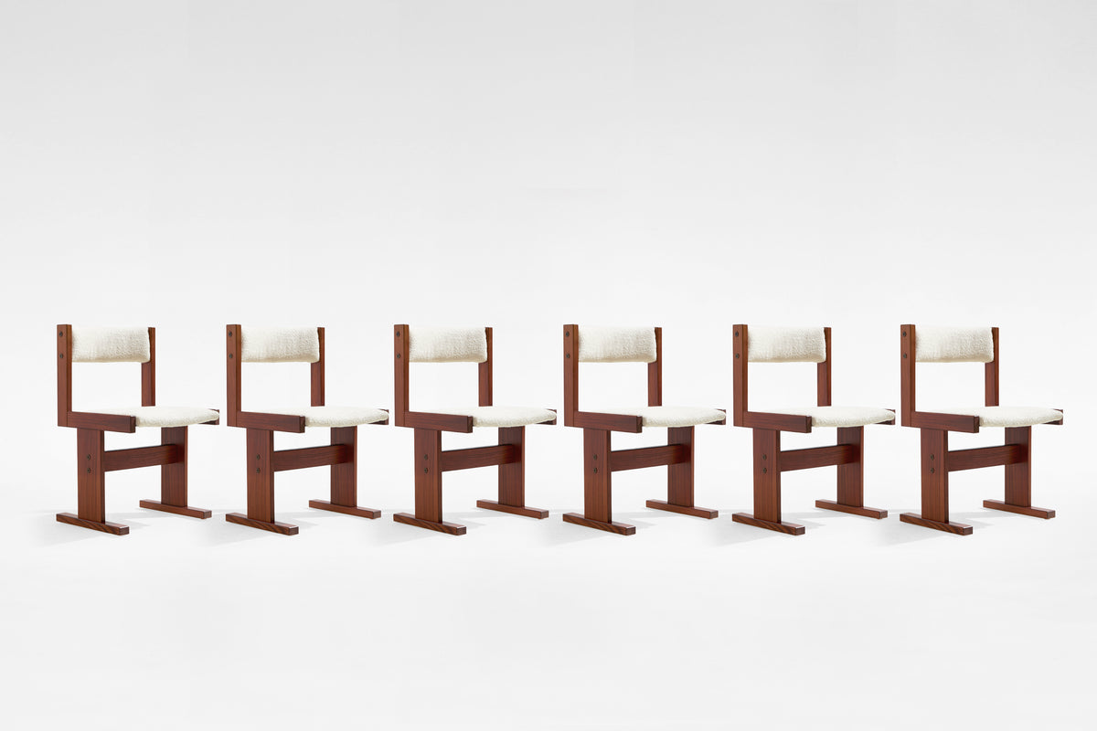 Dining Chairs in Rosewood & Bouclé Fabric by Poul H. Poulsen for Gangsø Møbler, 1960s, Set of 6