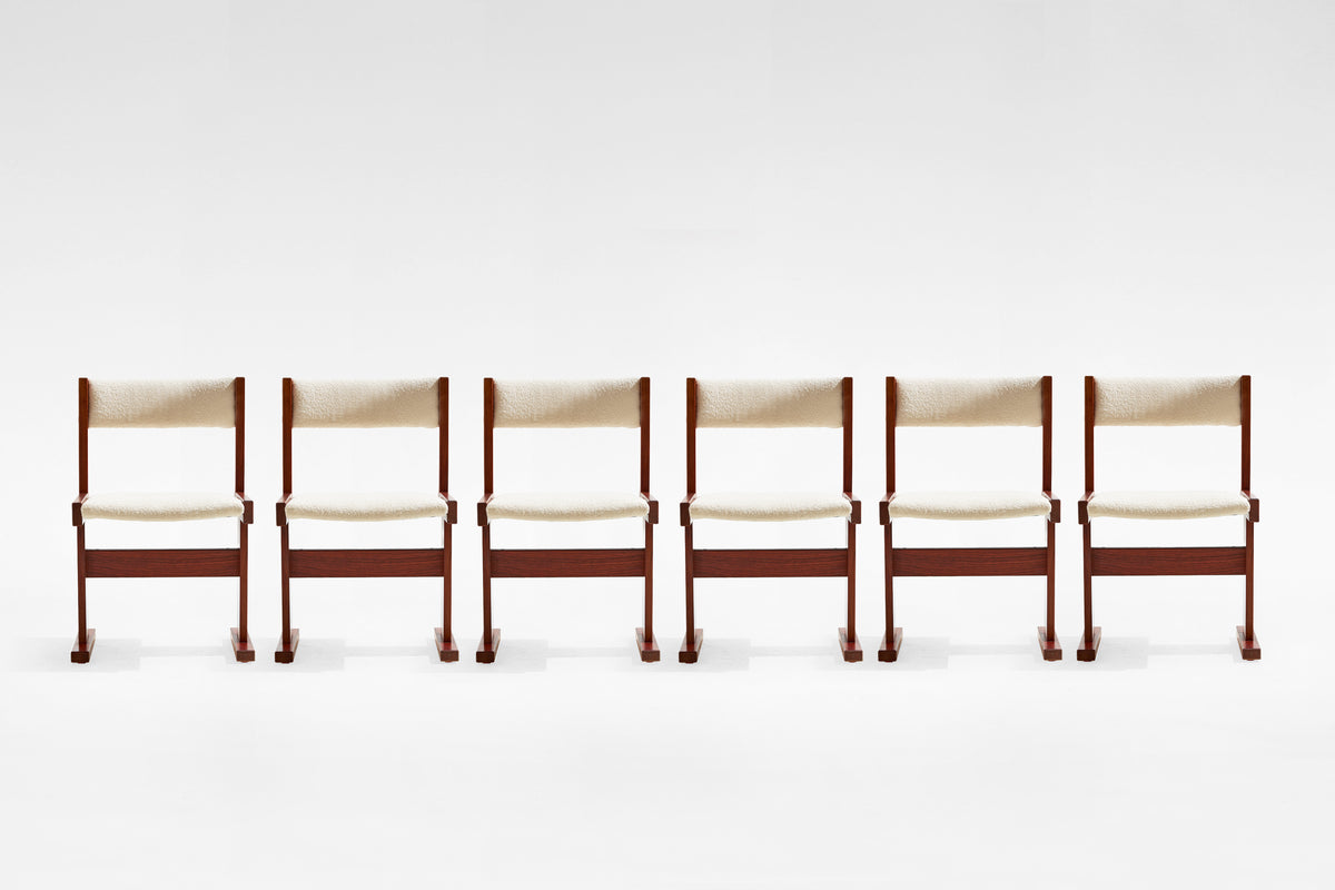 Dining Chairs in Rosewood & Bouclé Fabric by Poul H. Poulsen for Gangsø Møbler, 1960s, Set of 6