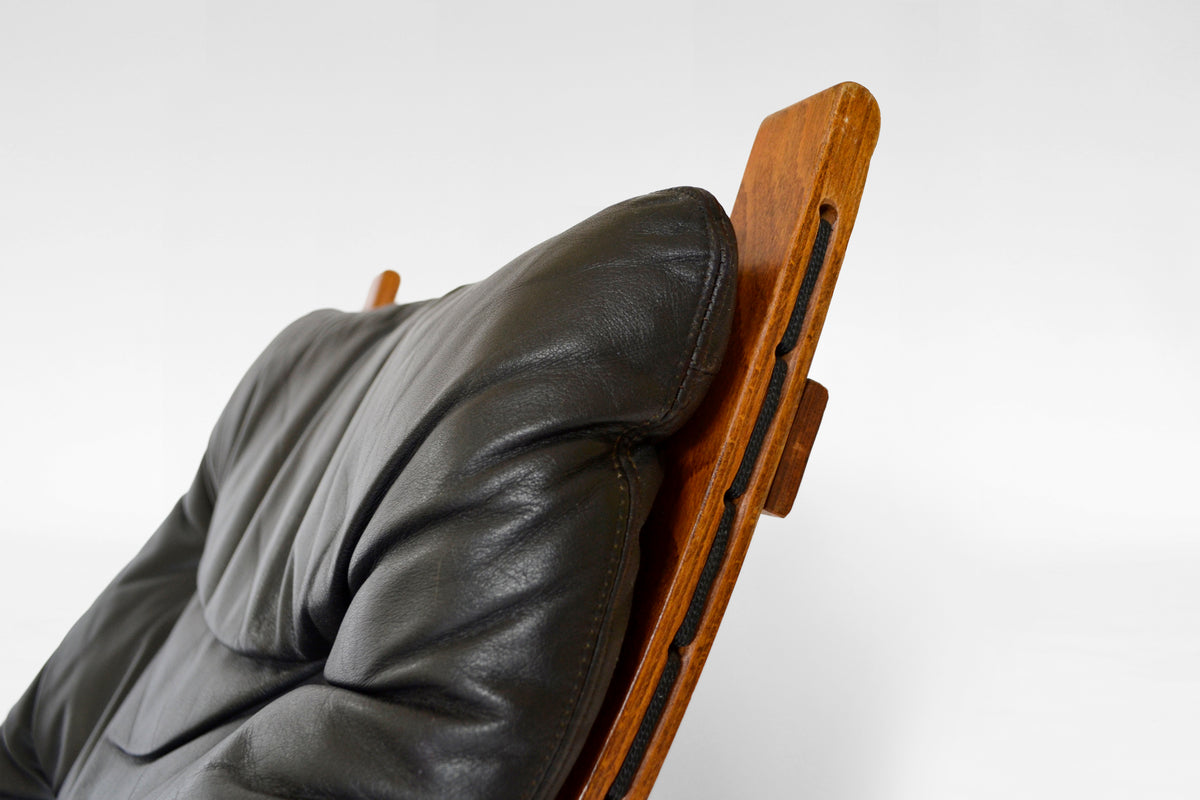 Siesta Chairs in Black Leather & Bent Plywood by Ingmar Relling for Westnofa, 1970s, Set of 2