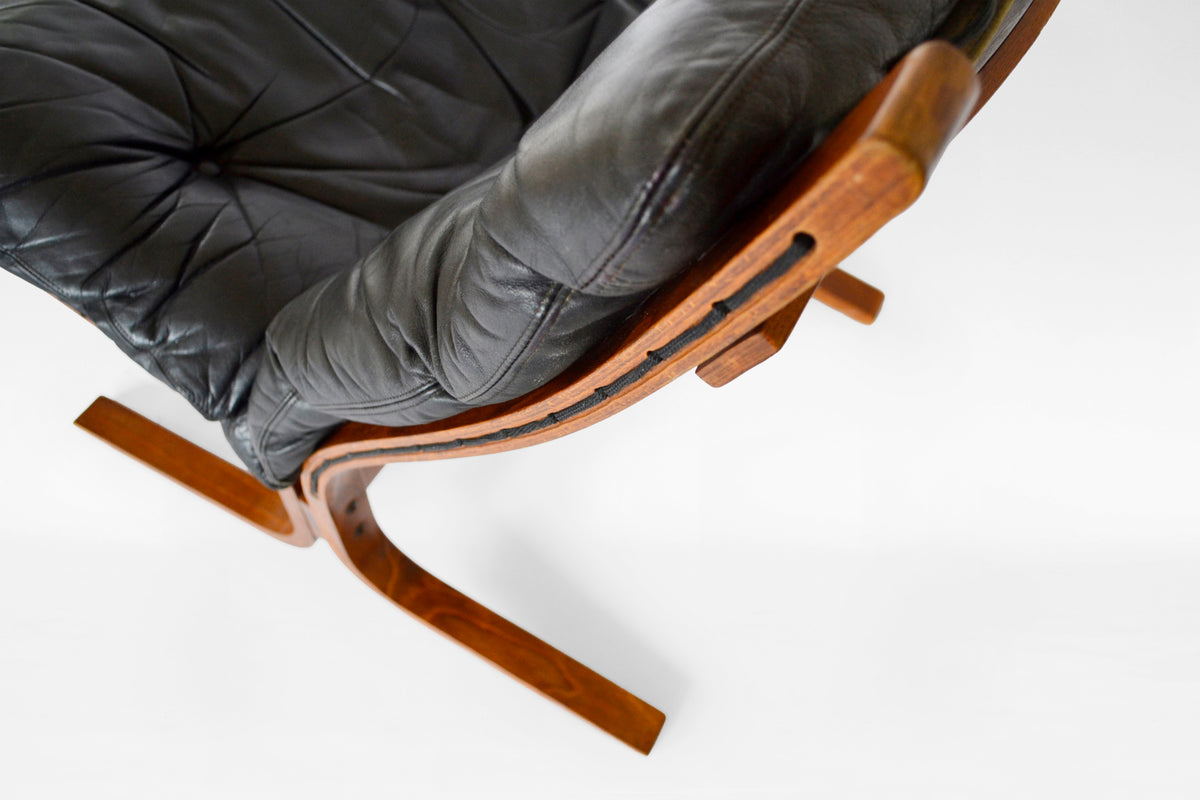 Siesta Chairs in Black Leather & Bent Plywood by Ingmar Relling for Westnofa, 1970s, Set of 2