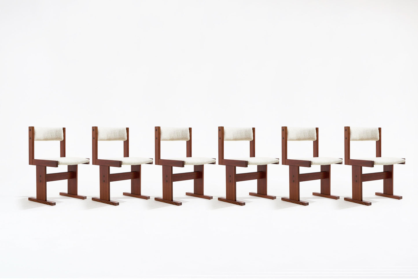 Vintage Rosewood Bouclé Dining Chairs Poul H.Poulsen Gangsø Møbler Denmark 1960s Set of 6 Scandinavian Mid Century Modern Furniture Design
