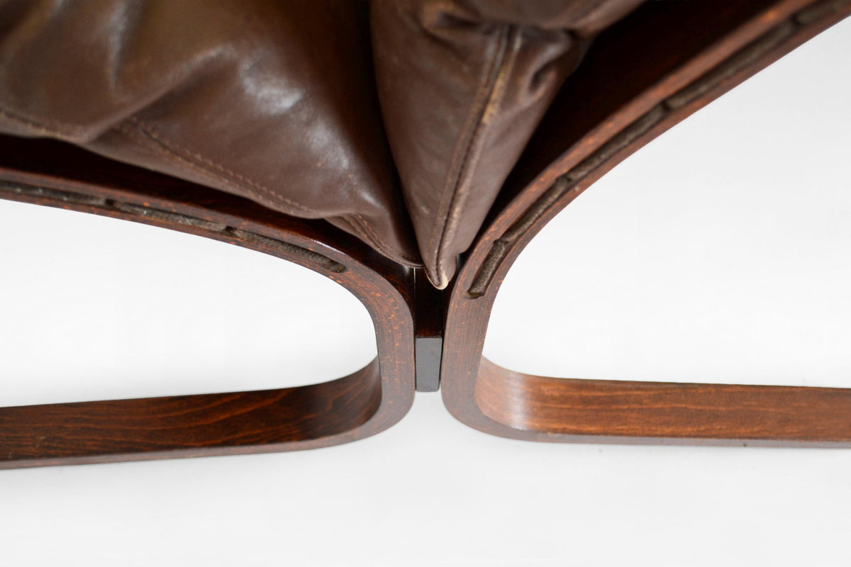 Siesta Lounge Chairs in Peanut Brown Leather & Plywood by Ingmar Relling for Westnofa, 1970s, Set of 2