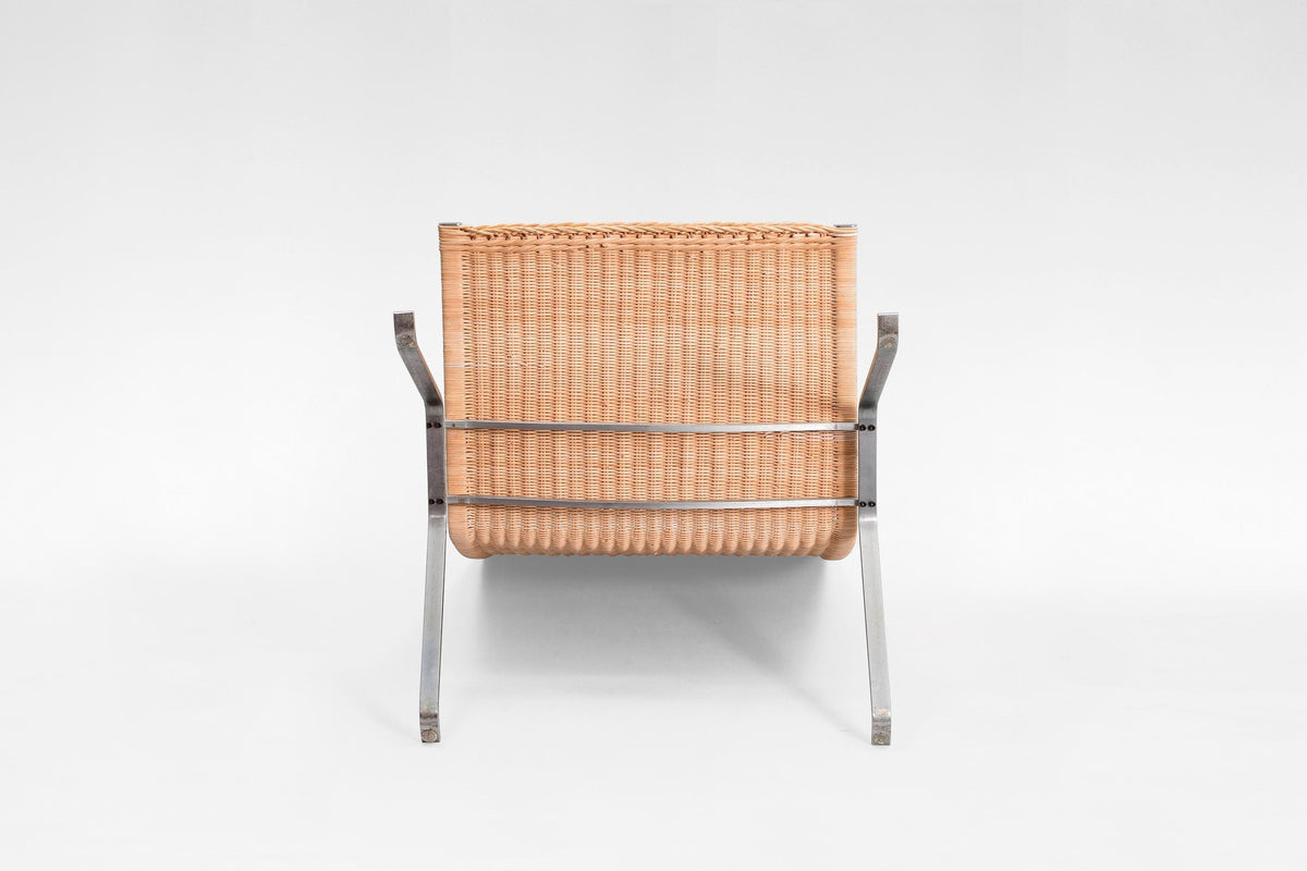 PK22 Lounge Chair in Wicker & Brushed Steel by Poul Kjærholm for Fritz Hansen, 1956