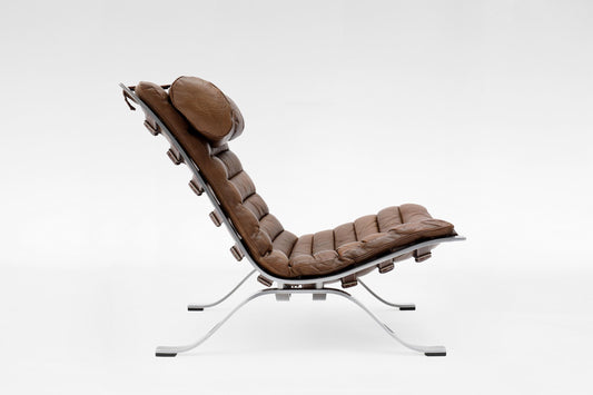 Ari Lounge Chair in Tan Leather & Steel by Arne Norell for Arne Norell AB, 1960s