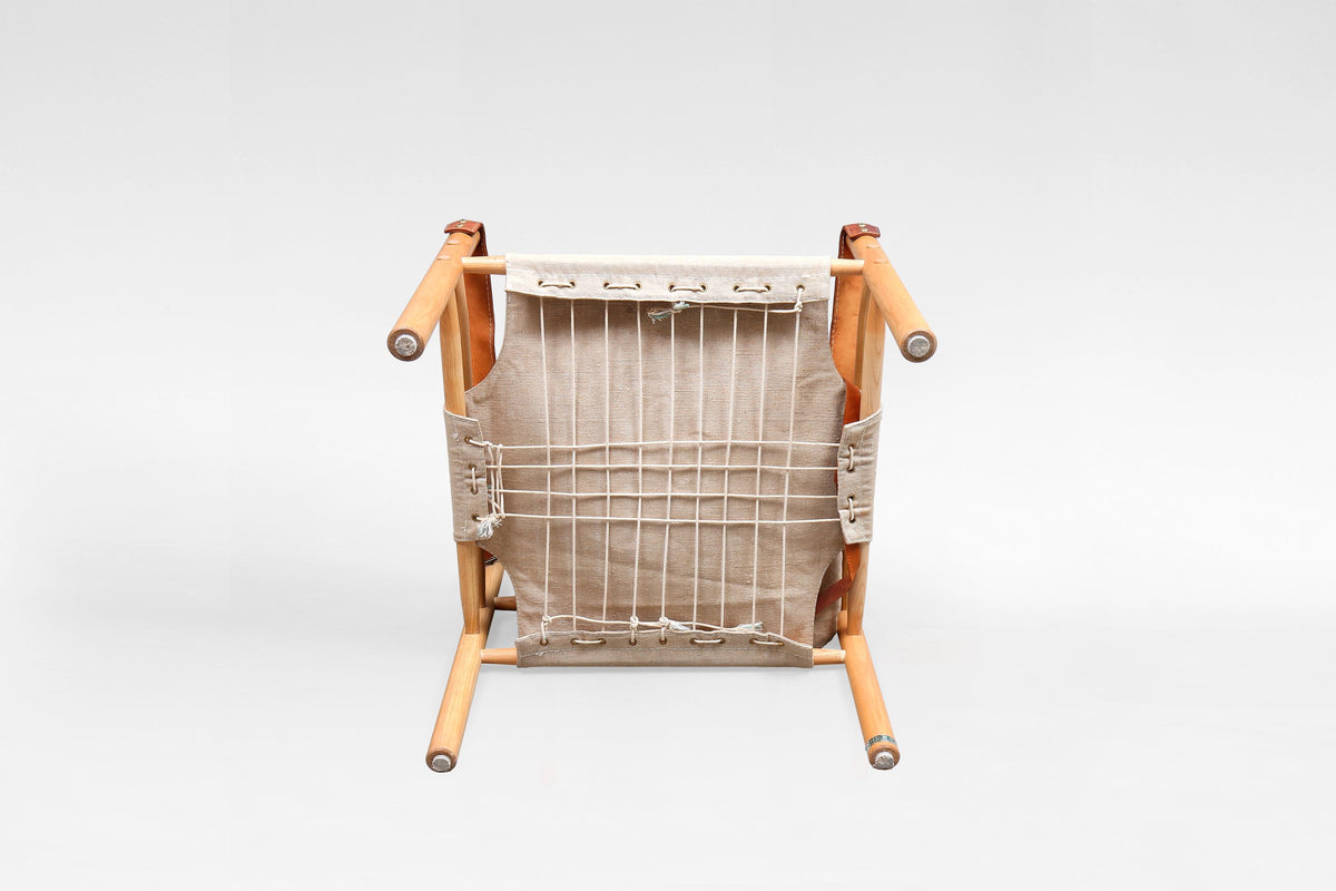Scirocco Safari Lounge Chair in Beige Canvas & Leather by Arne Norell for Arne Norell AB, 1960s
