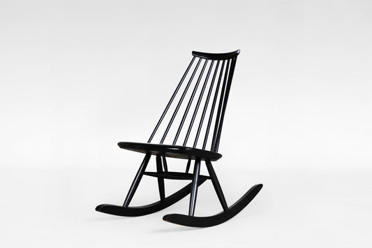 Mademoiselle Rocking Chair in Black Stained Birch by Ilmari Tapiovaara for Asko, 1956
