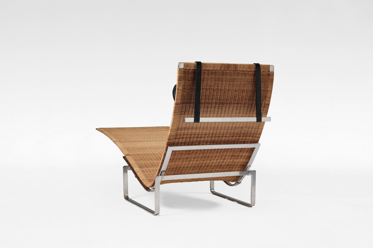 PK24 Chaise Lounge in Chrome Steel & Wicker by Poul Kjærholm for Fritz Hansen, 1960s