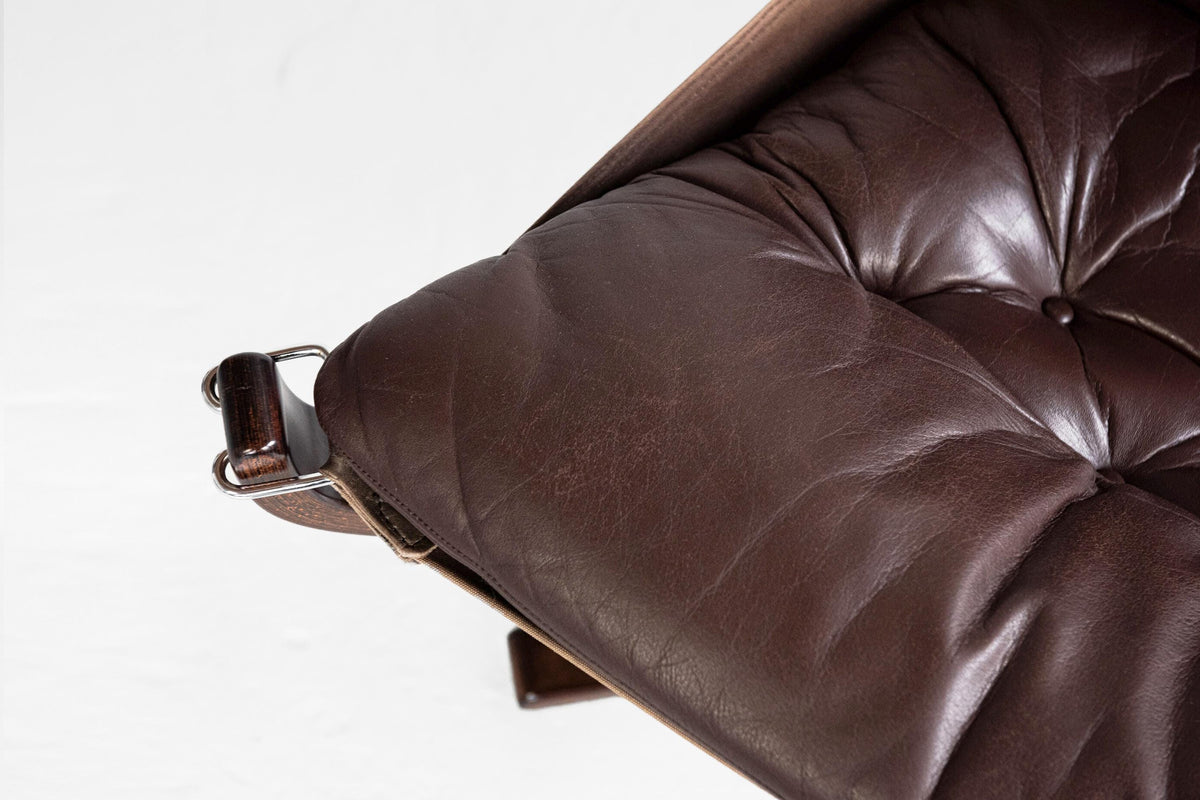 Falcon Lounge Chairs in Dark Brown Leather & Bentwood by Sigurd Ressell for Vatne Møbler, 1970s, Set of 2