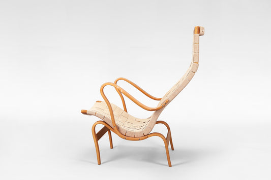 Pernilla Lounge Chair in Woven Webbing & Beech Plywood, by Bruno Mathsson for DUX, 1969