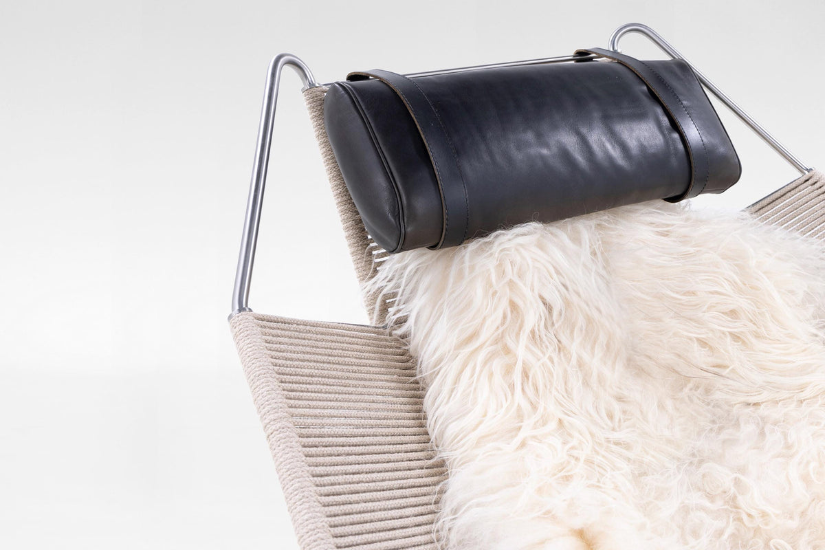 Flag Halyard Lounge Chair in Steel, Halyard Rope & Leather by Hans J. Wegner for PP Møbler, 1960s