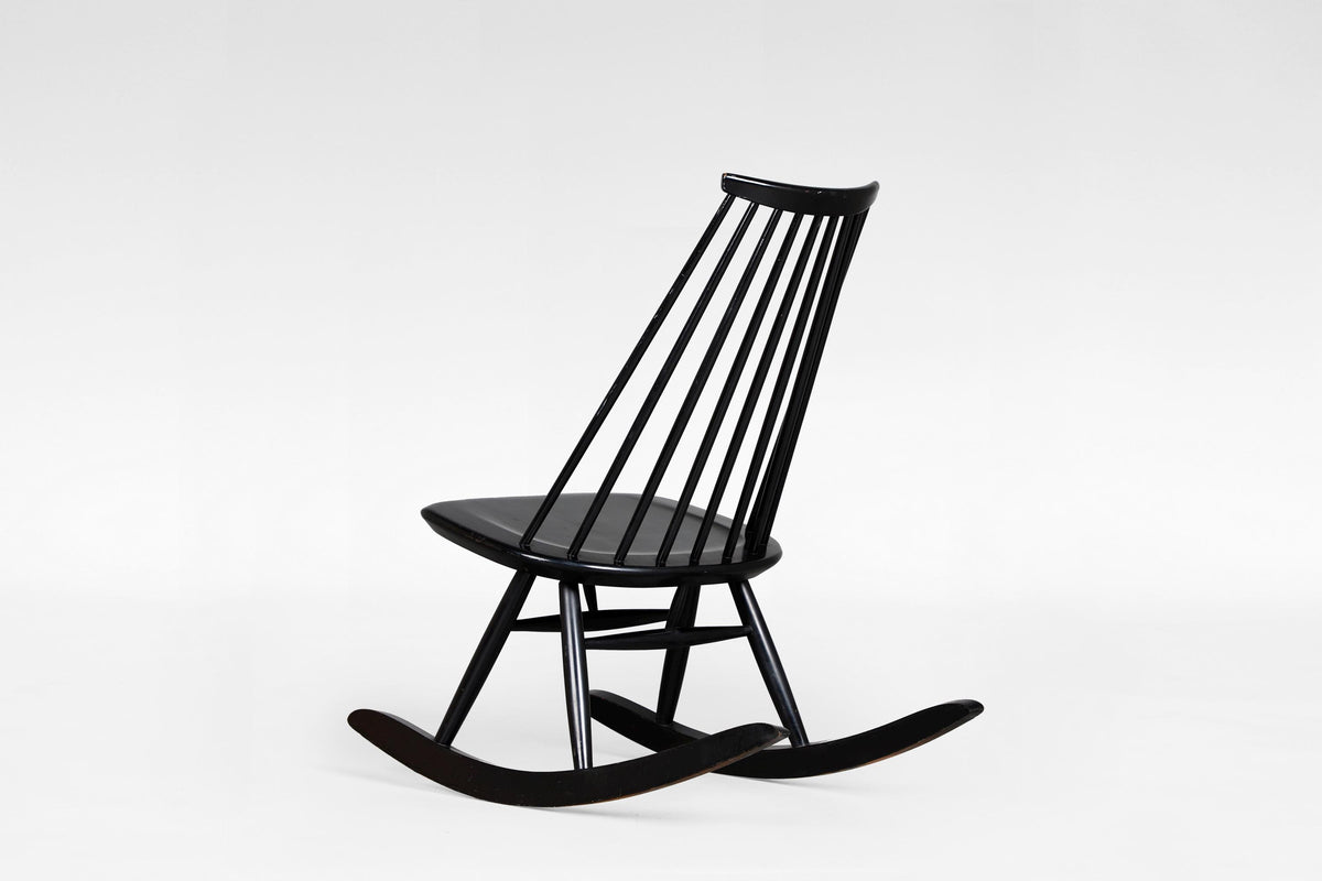 Mademoiselle Rocking Chair in Black Stained Birch by Ilmari Tapiovaara for Asko, 1956