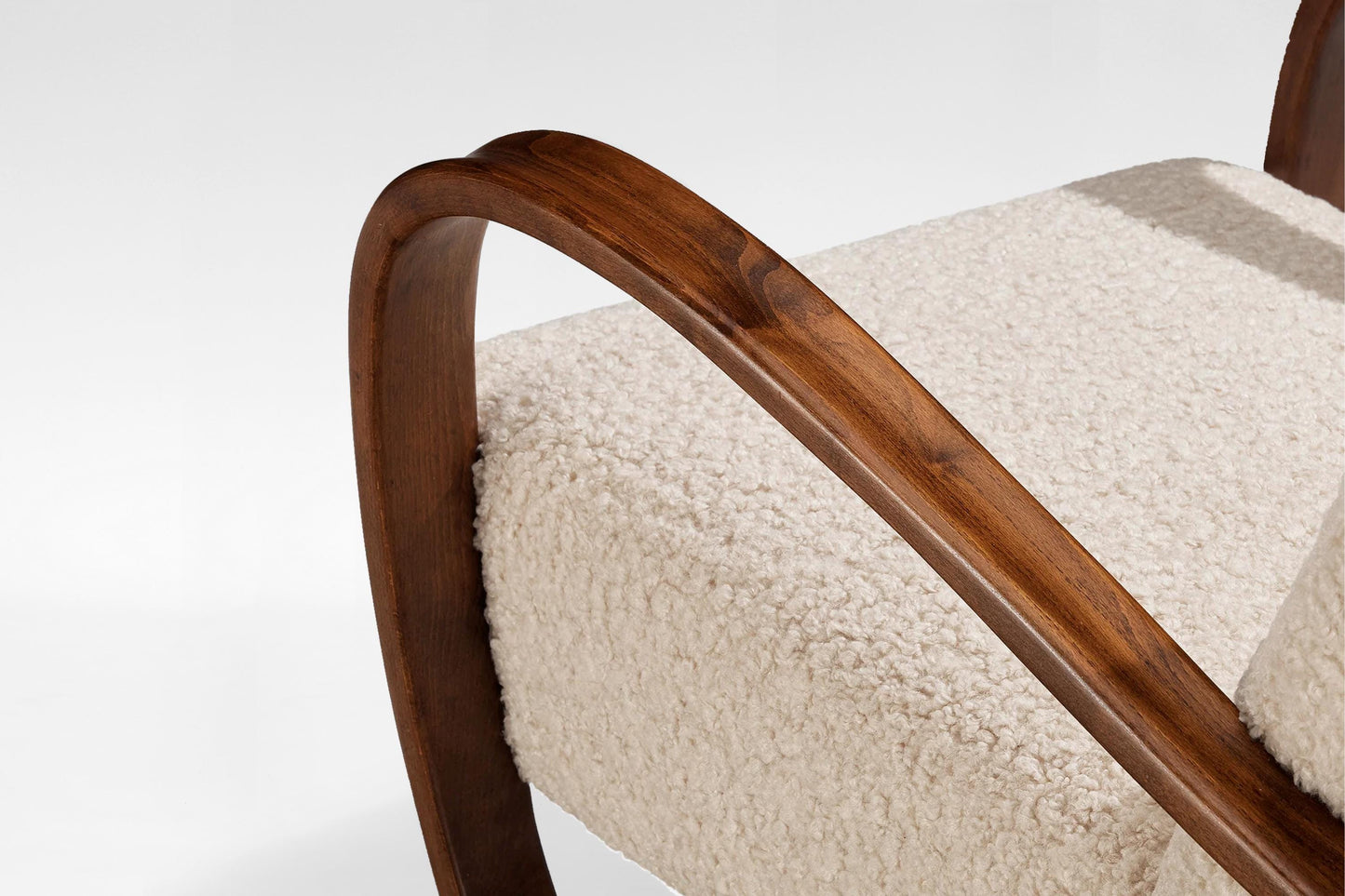 Vintage H-269 Sheepskin Wood Lounge Chair Jindrich Halabala Thonet 1930s Czech Republic Retro Modernist Art Deco Furniture Design Icon