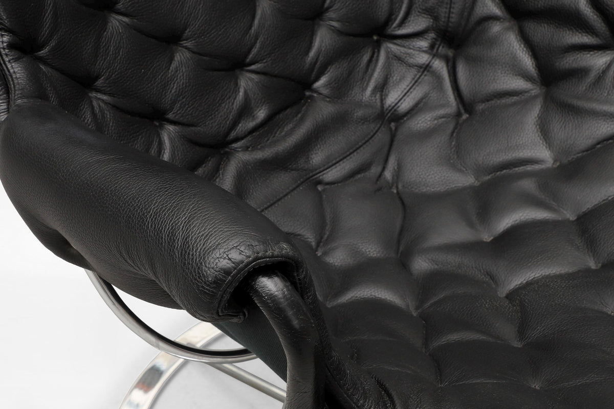 Jetson Lounge Chair in Black Leather & Chrome Steel by Bruno Mathsson for DUX, 1969