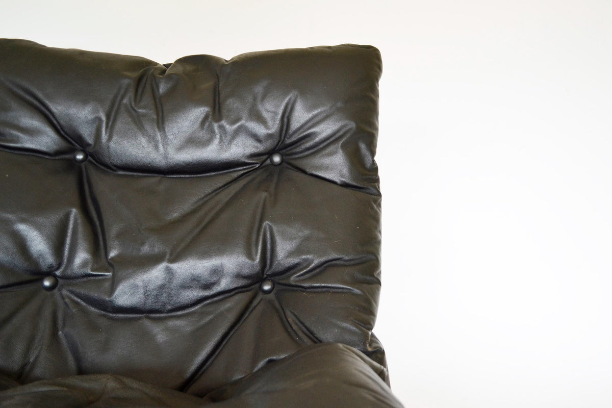Siesta Lounge Chair in Black Leather & Bent Plywood by Ingmar Relling for Westnofa, 1970s