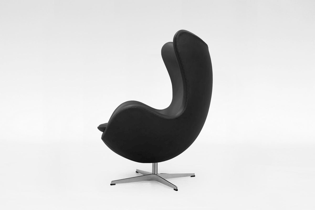 Egg Chair 3316 in Black Leather & Chrome by Arne Jacobsen for Fritz Hansen, 1958