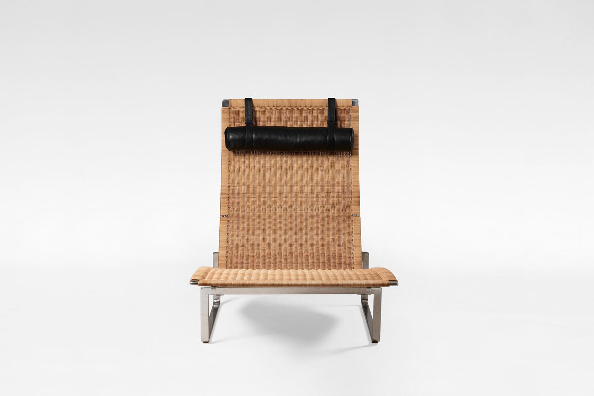 PK24 Chaise Lounge in Chrome Steel & Wicker by Poul Kjærholm for Fritz Hansen, 1960s