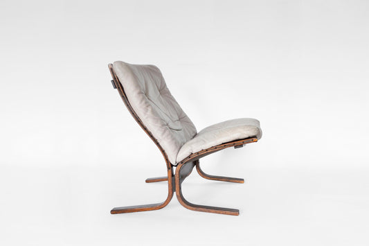 Siesta Lounge Chair in Black Leather & Bent Plywood by Ingmar Relling for Westnofa, 1970s