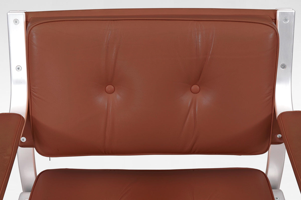 Mondo Armchairs in Cognac Leather and Aluminum by Karl Erik Ekselius for JOC Vetlanda, 1970s, Set of 2