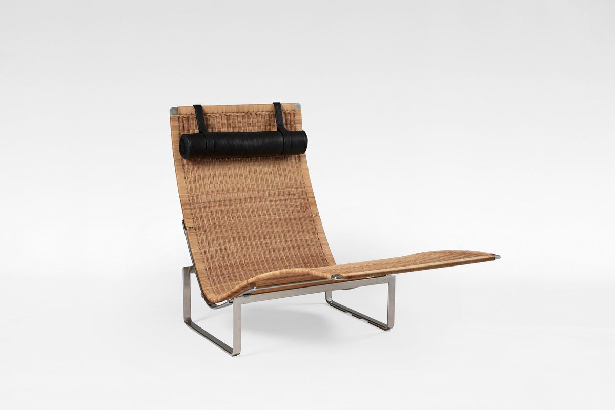PK24 Chaise Lounge in Chrome Steel & Wicker by Poul Kjærholm for Fritz Hansen, 1960s