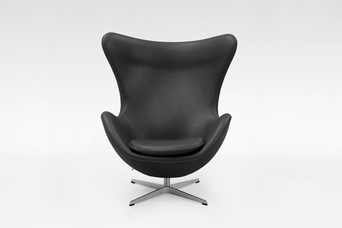 Egg Chair 3316 in Black Leather & Chrome by Arne Jacobsen for Fritz Hansen, 1958
