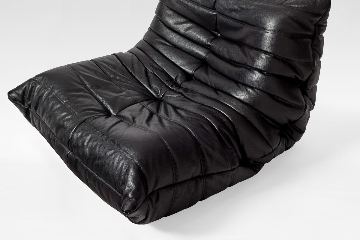 Togo Lounge Chair in Black Leather & Foam by Michel Ducaroy for Ligne Roset, 1970s