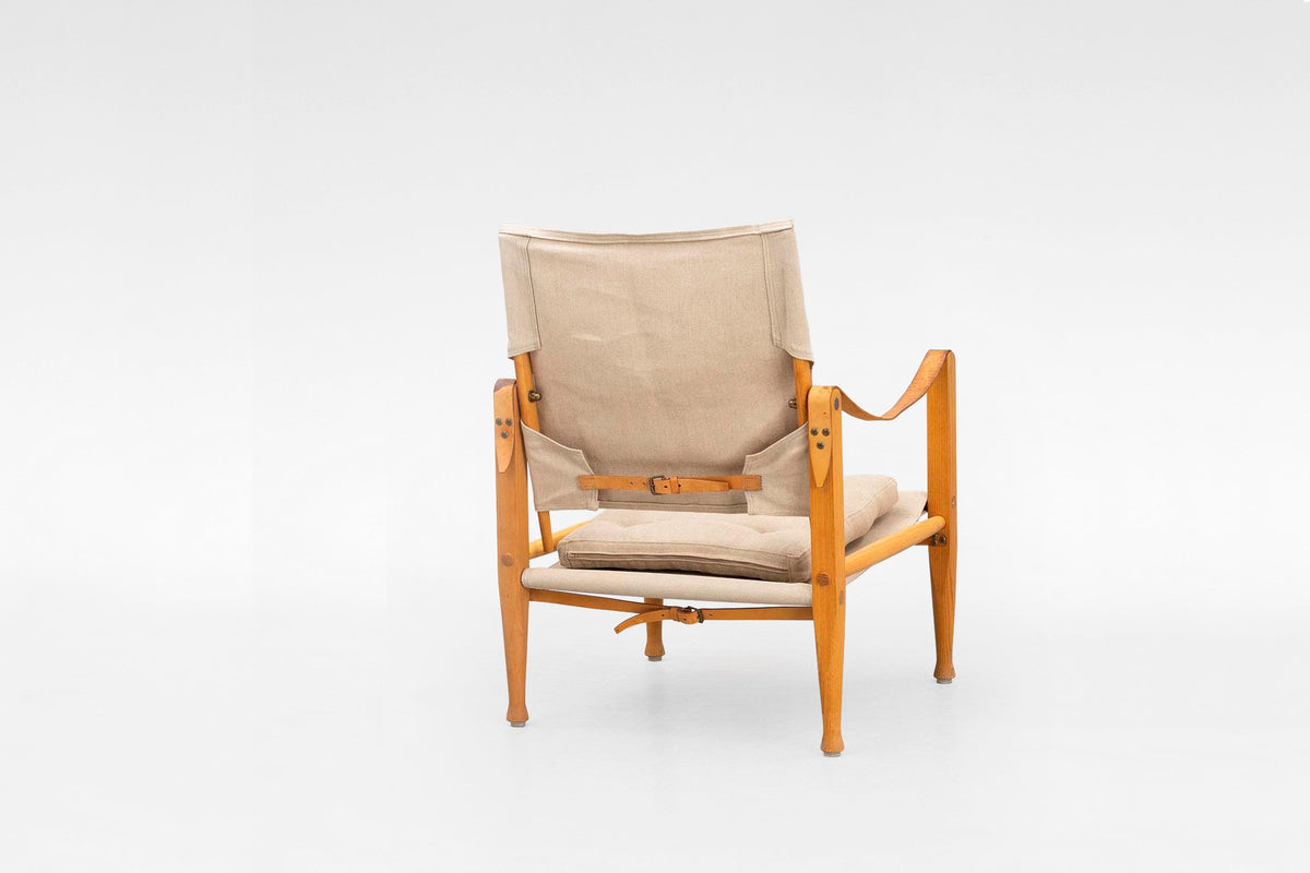 Safari Chair in Off-White Canvas & Ash Wood by Kaare Klint for Rud. Rasmussen, 1960s