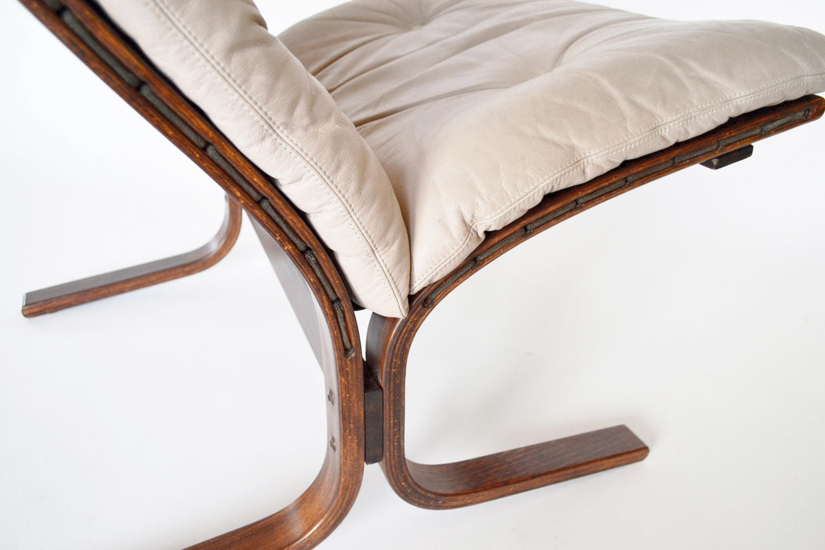 Siesta Lounge Chairs in Beige Leather & Bent Plywood by Ingmar Relling for Westnofa 1970s, Set of 2